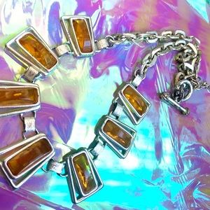 Orange and silver statement necklace